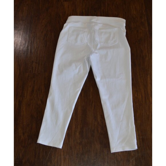 Time and Tru White Jeggings Women’s Size L 11-12 Stretch Leggings Cuffed Pants - Picture 2 of 4